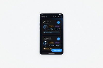 App-Übersicht mehrerer Einheiten eines Objekts: Wohnzimmer und Schlafzimmer mit Stufe, Betriebsart, Feuchte, Temperatur und Gerätestatus auf einer Oberfläche. Vorschau, Early Access.